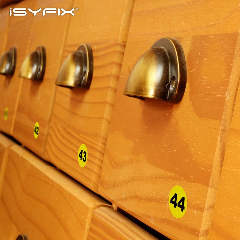iSYFIX Yellow Consecutive Number Stickers â€“ 1 to 50, 1-inch, 1 Set â€“ Vinyl Self Adhesive Premium Decal Ideal for Inventory, Storage, Organizing, Boxes, Bins, Toolbox, Lockers & More, Indoor/Outdoor - Image 4